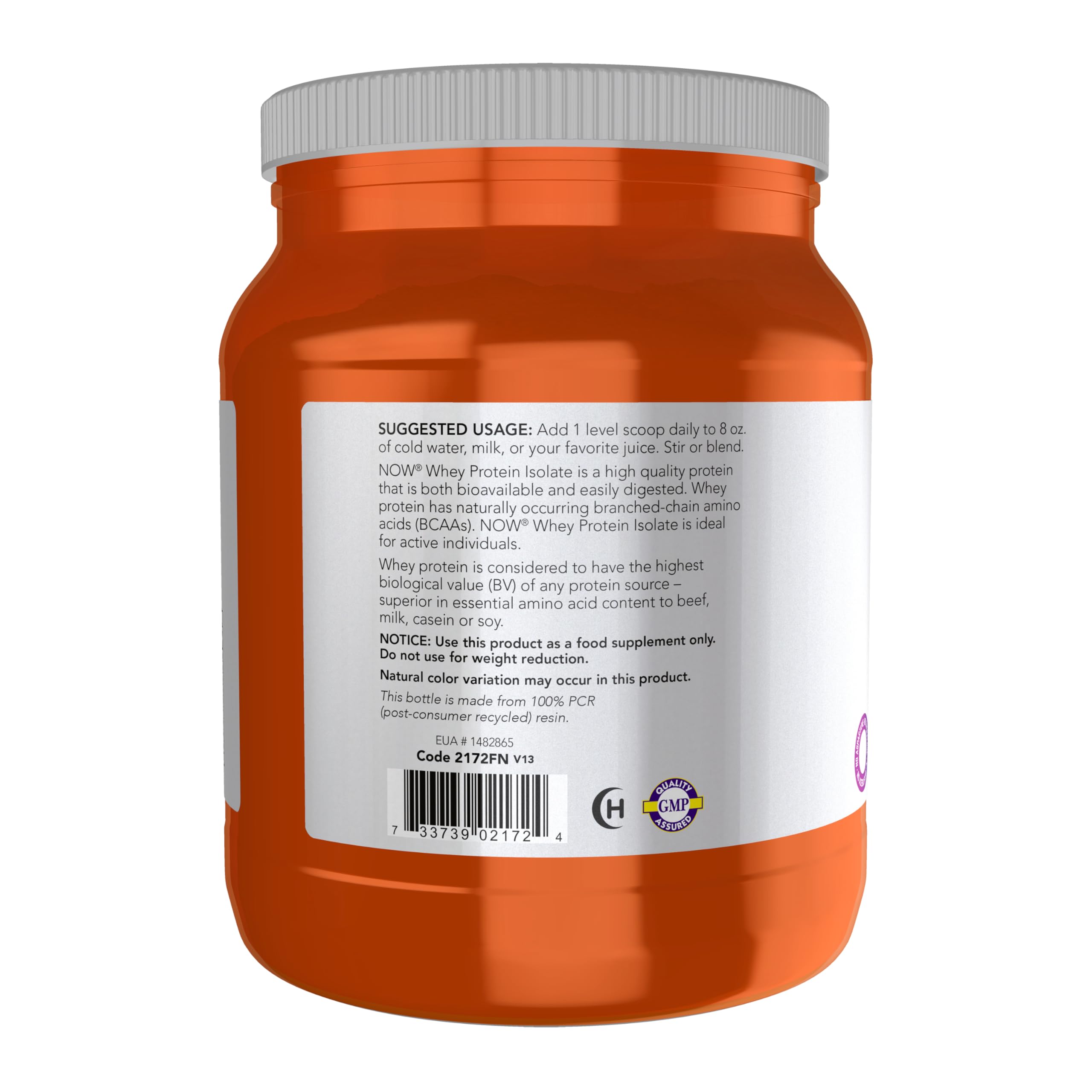 NOW Foods Sports Nutrition, Whey Protein Isolate, 25 g With BCAAs, Unflavored Powder, 1.2-Pound