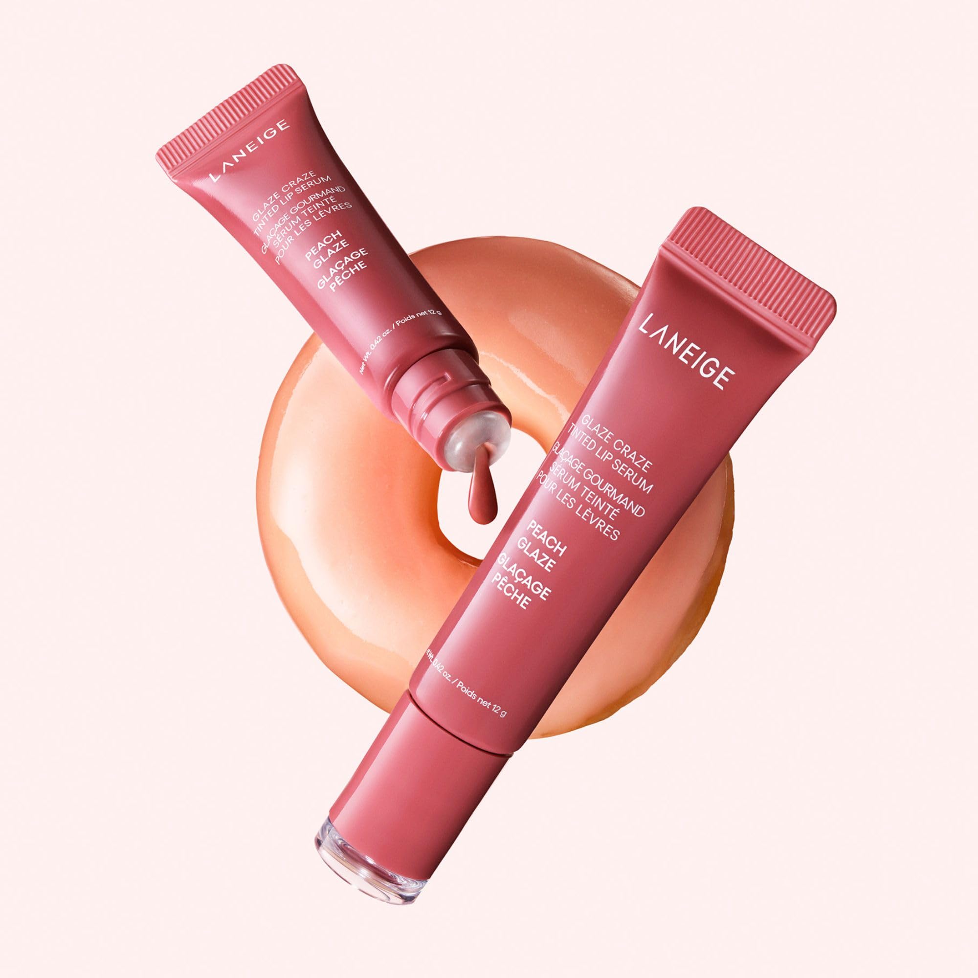 LANEIGE Glaze Craze Tinted Lip Serum: Hydrating, Lip Barrier-Boosting, Softening Lip Serum Treatment for Glossy & Buildable Shine, Nourished Lips | Korean Skin Care, Peach Glaze