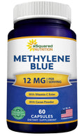 aSquared Nutrition Methylene Blue Capsules - Pharmaceutical Grade Supplement for Humans - 12mg Per Serving USP Grade - w/Vitamin C & Cacao Powder - Brain, Focus, Energy - Alt to Drops & Tablets
