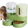 Automatic Cat Feeder Stainless Steel Water Dispenser Gravity Food Feeder and Waterer Set with Pet Food Bowl for Small Medium Kitten Puppy Pets Large Capacity(Green)