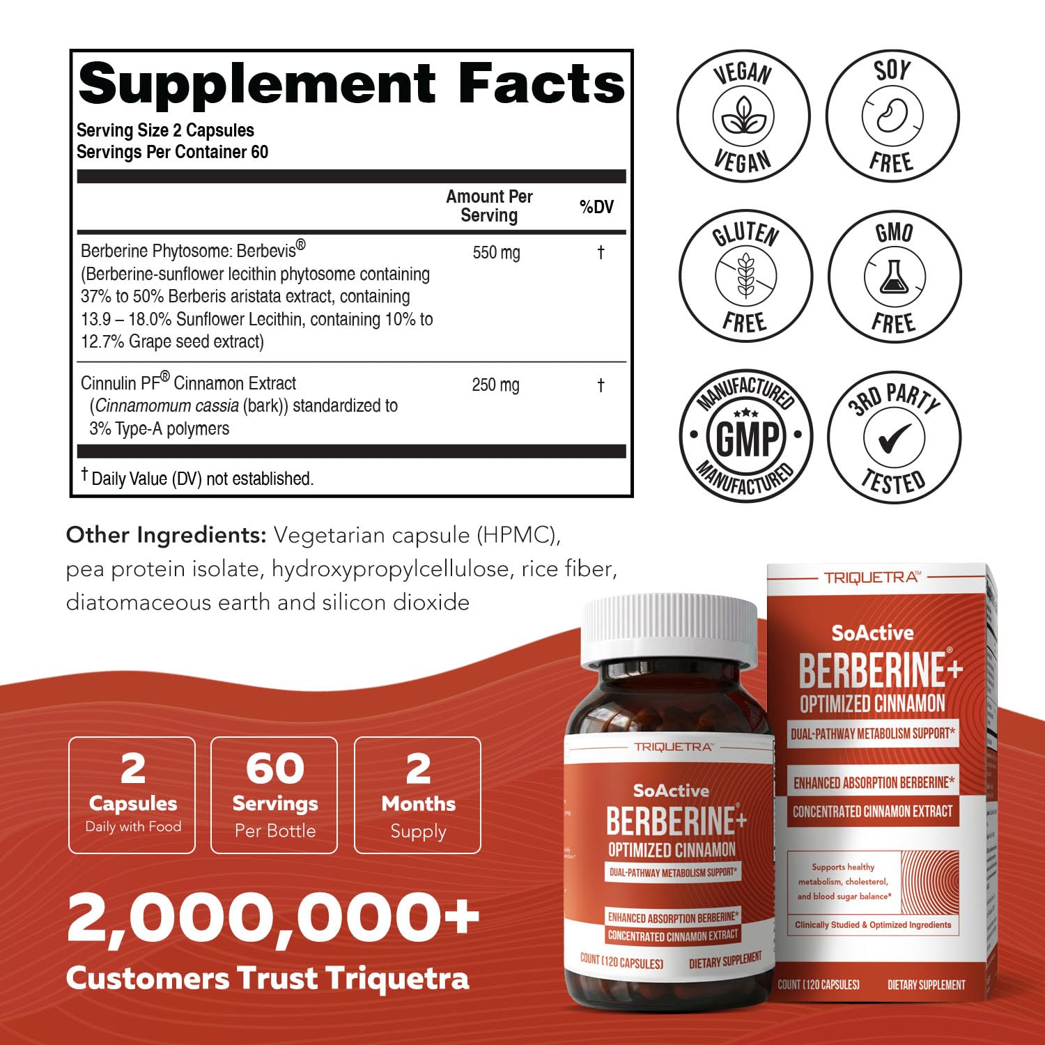 SoActive Berberine + Optimized Cinnamon, 9.6x Enhanced Absorption, Clinically Studied Dose, Patented Berbervis® Phytosome + Cinnulin PF®, Dual-Pathway Metabolism & Cellular Energy Support (120 Caps)