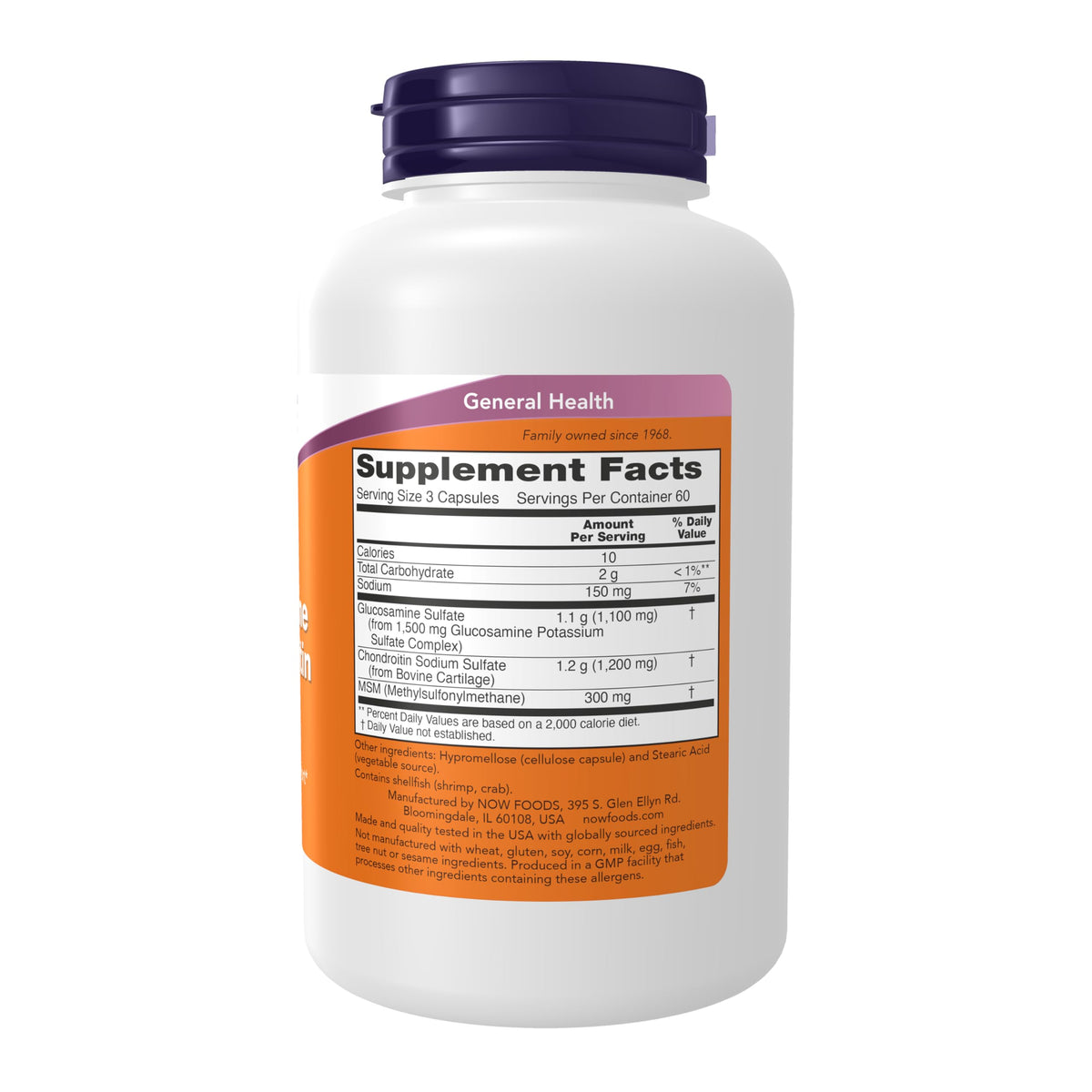 NOW Supplements, Glucosamine & Chondroitin with MSM, 180 Veg Caps