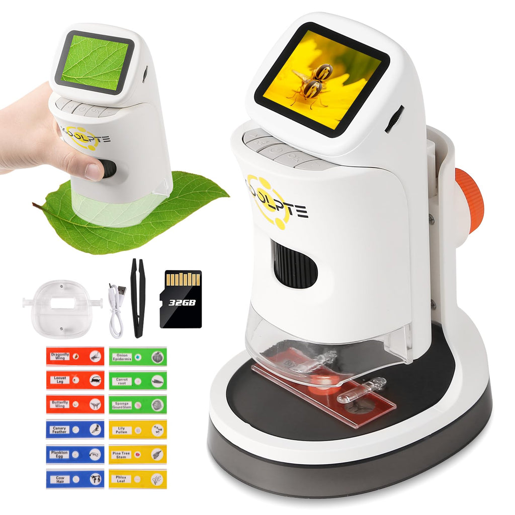 Handheld Digital Microscope for Kids, 1000X, 2.1'' HD LCD Screen