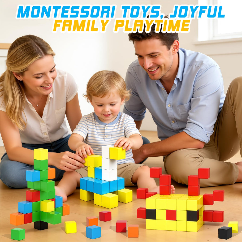 48PCS Large Magnetic Blocks, Magnet Building Cubes for Toddler 3+ Boy Girls