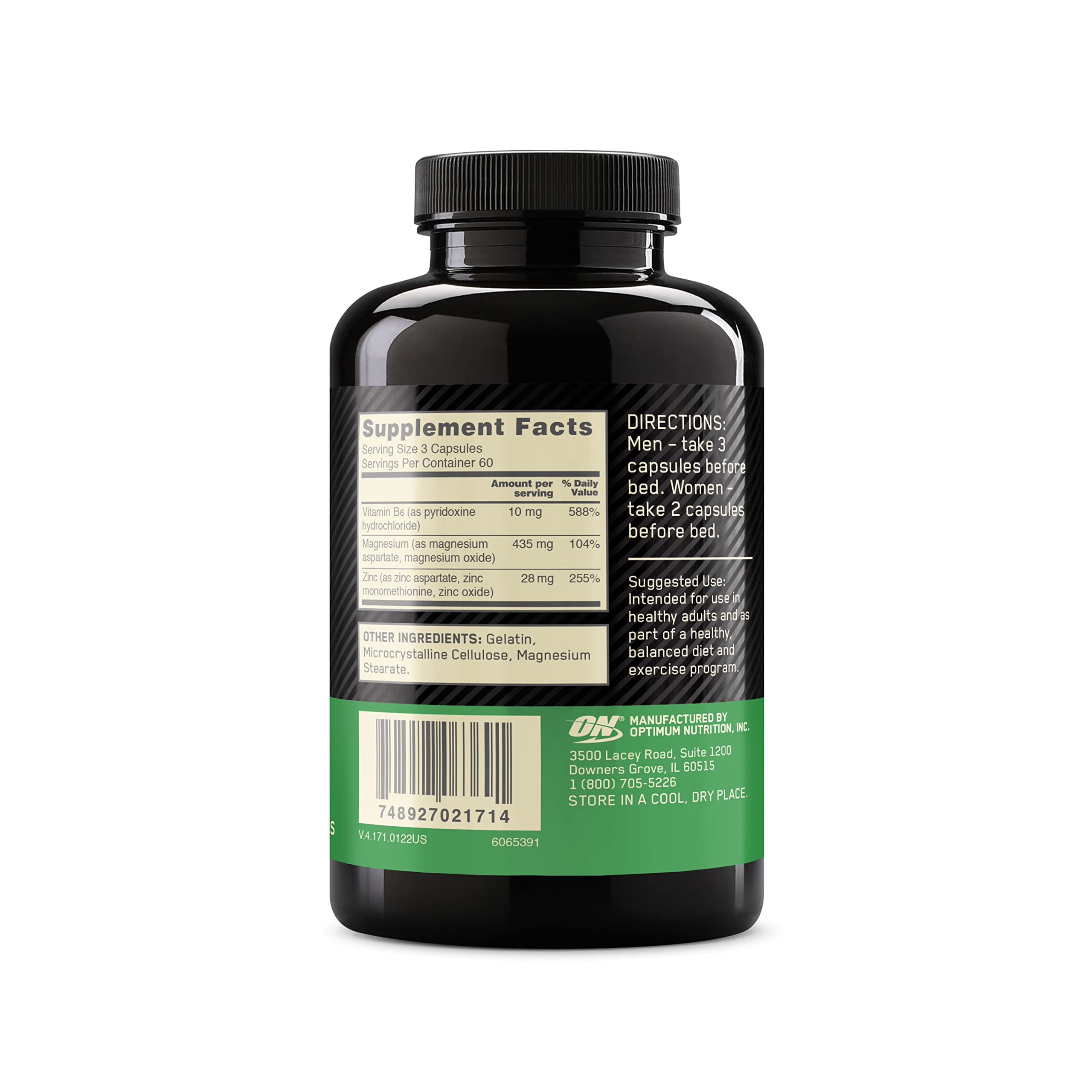 Optimum Nutrition Muscle Recovery and Endurance Supplement for Men and Women,Zinc-and Magnesium Supplement,180 Count (Pack of 2)