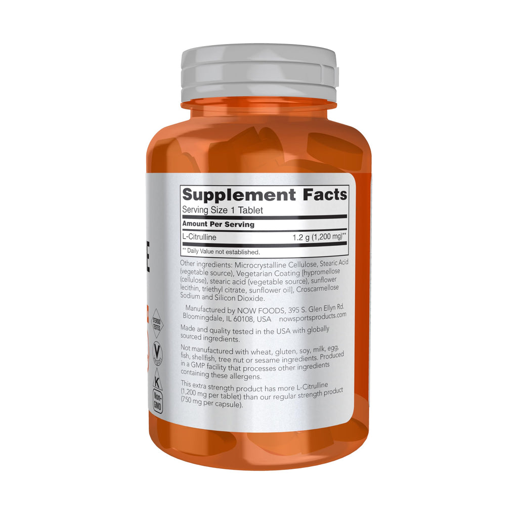 NOW Sports, L-Citrulline 1,200 mg, Extra Strength, Amino Acid, 120 Tabs