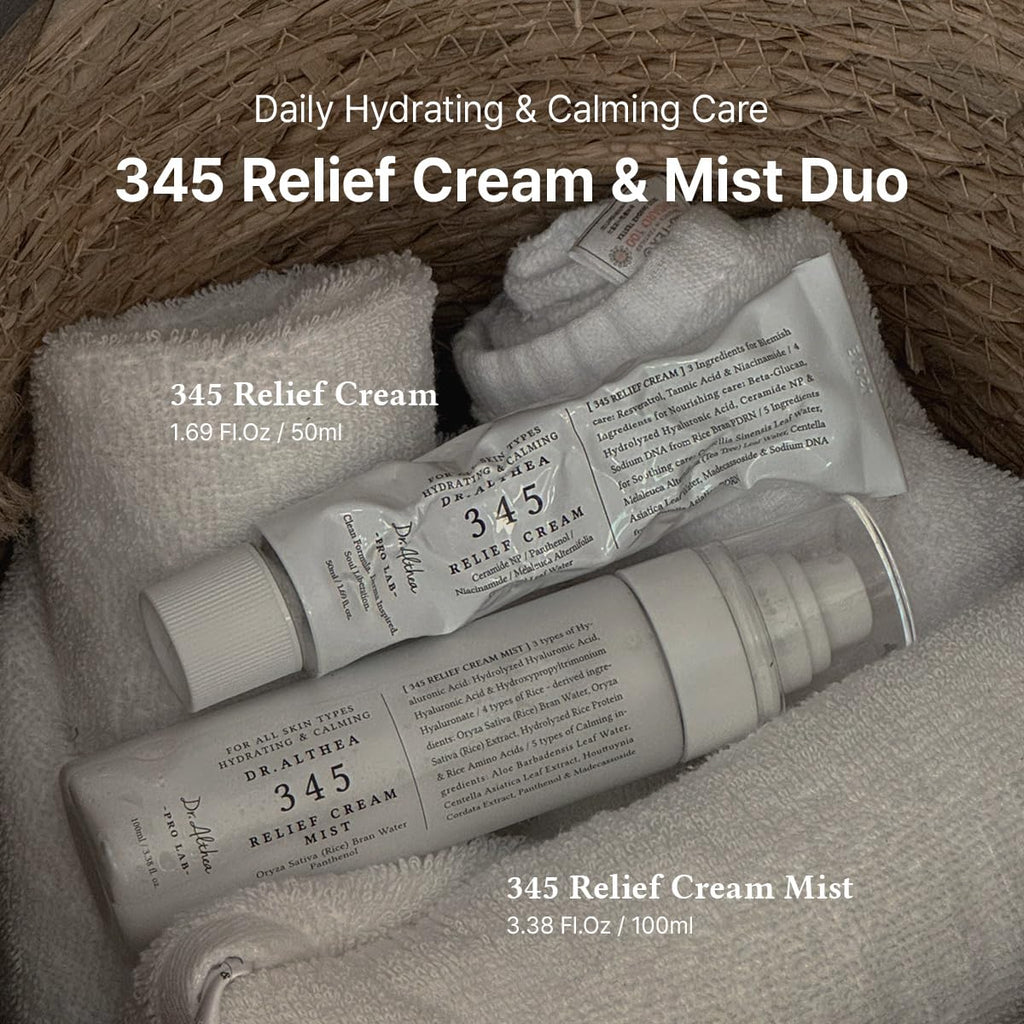 Dr.Althea 345 Relief Cream & Mist Duo, Korean Vegan Skin Care Set