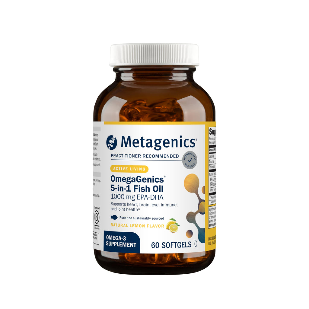 Metagenics OmegaGenics Omega-3 Fish Oil 1000mg EPA DHA -High Potency Omega 3 Supplement for Heart, Brain & Joint Health-Sustainably Sourced- 60 Softgels