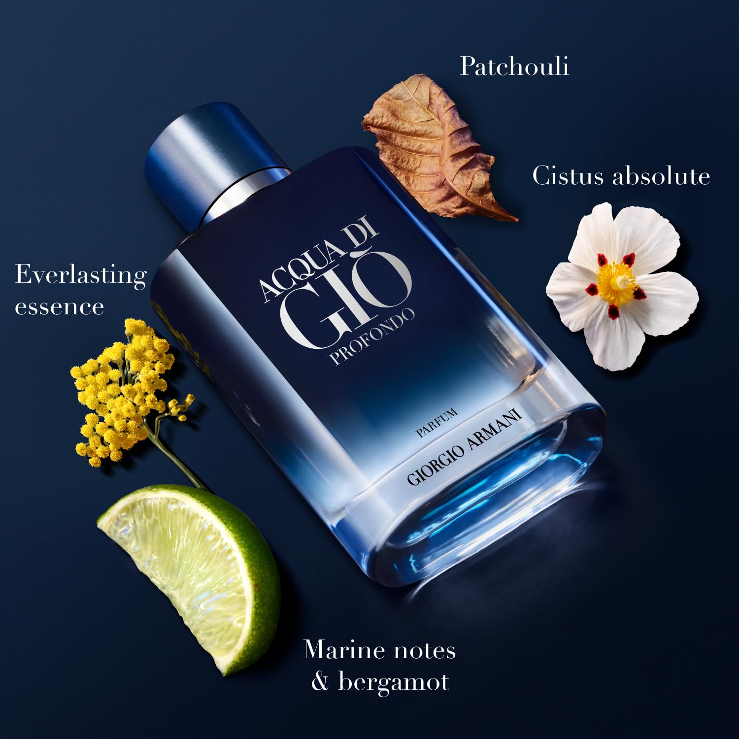 Armani Beauty – Acqua di Giò Profondo – Parfum – Cologne for Men – Fougère Aromatic & Ambery Men’s Fragrance – Bergamot, Everlasting essence, Cistus & Patchouli Notes - 1.6 Fl Oz