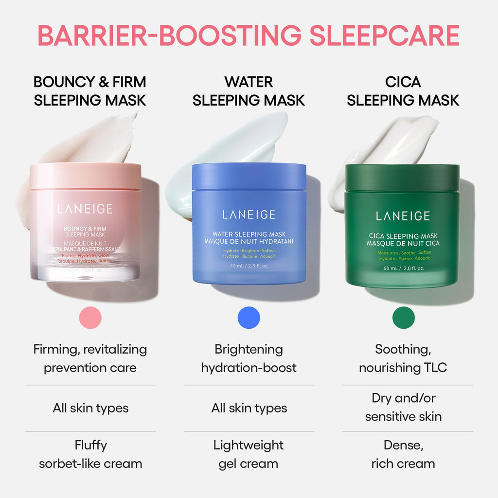 LANEIGE Bouncy & Firm Sleeping Mask: Korean Overnight Face Mask to Plump, Firm, & Boost Elasticity, with Peony & Collagen Complex for Visibly Plumper, Hydrated Skin| Korean Skin Care