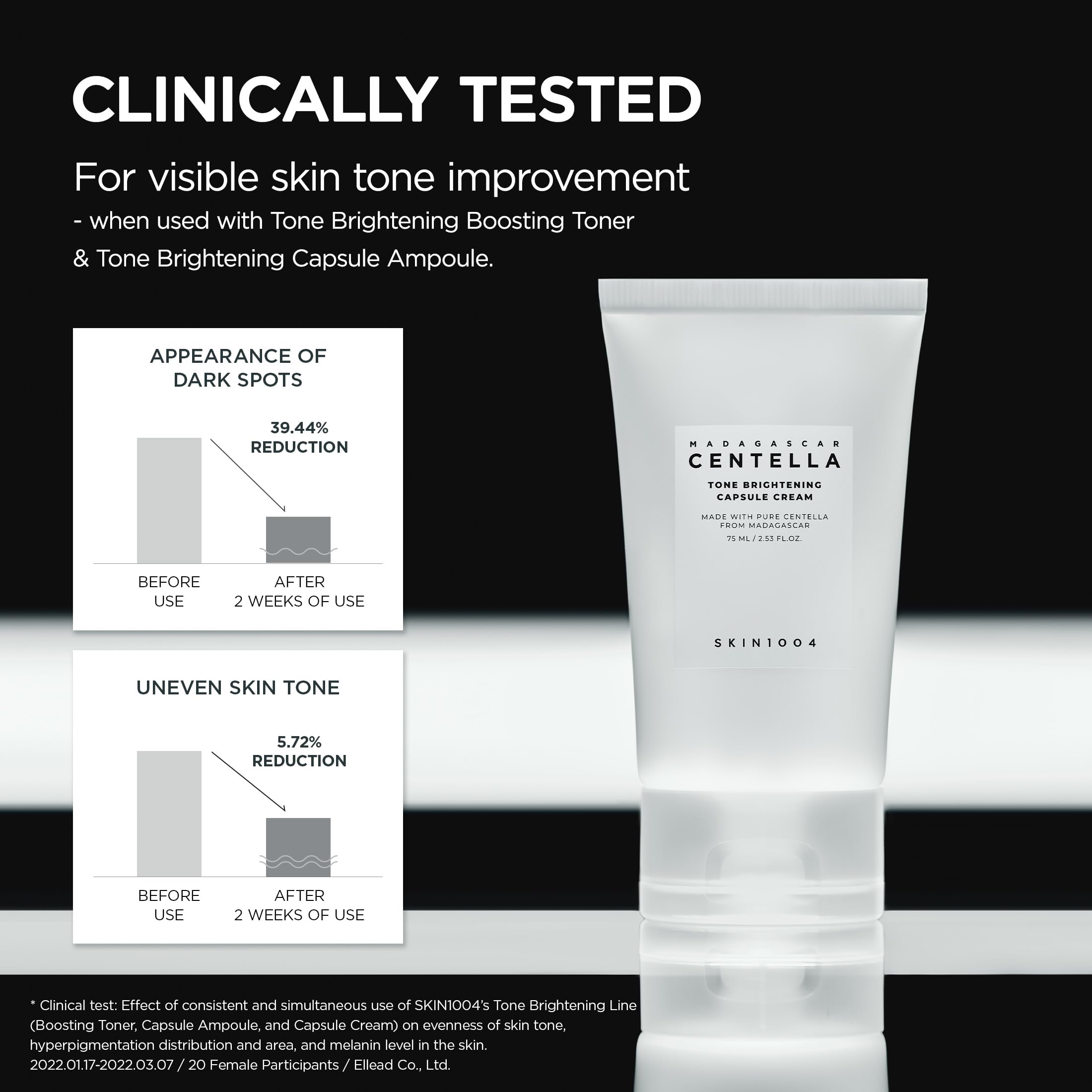 SKIN1004 Tone Balancing Capsule Cream, Korean Face Moisturiser with Madewhite, Niacinamide & Tranexamic Acid, Hydrating Face Cream with Madagascar Centella, Korean Skincare, 2.54 fl.oz, 75ml
