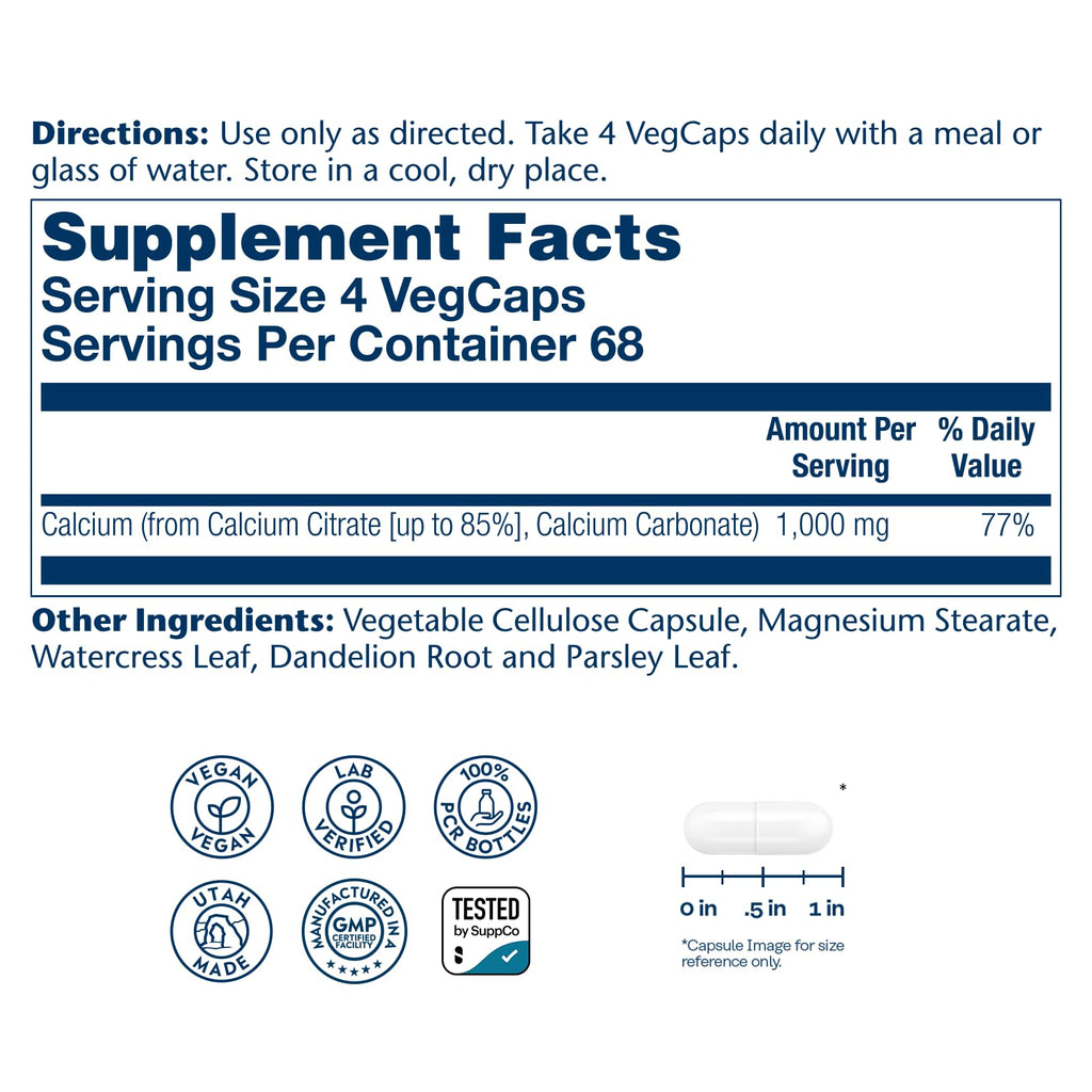 SOLARAY Calcium Citrate 1000 mg, 275 VegCaps