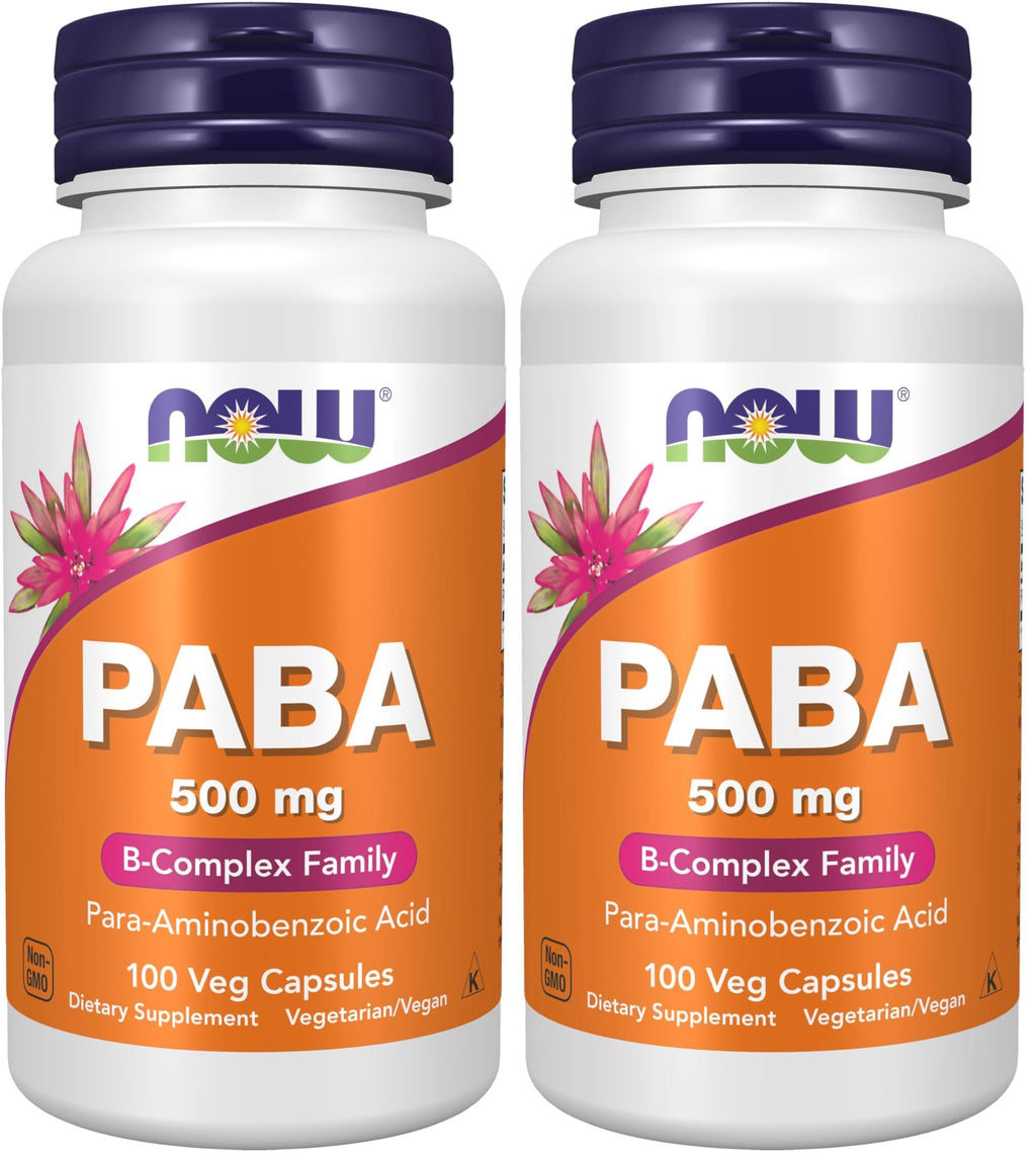 NOW Supplements, PABA (para-Aminobenzoic Acid) 500 mg, B-Complex Family, 100 Capsules (Pack of 2)