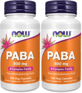 NOW Supplements, PABA (para-Aminobenzoic Acid) 500 mg, B-Complex Family, 100 Capsules (Pack of 2)