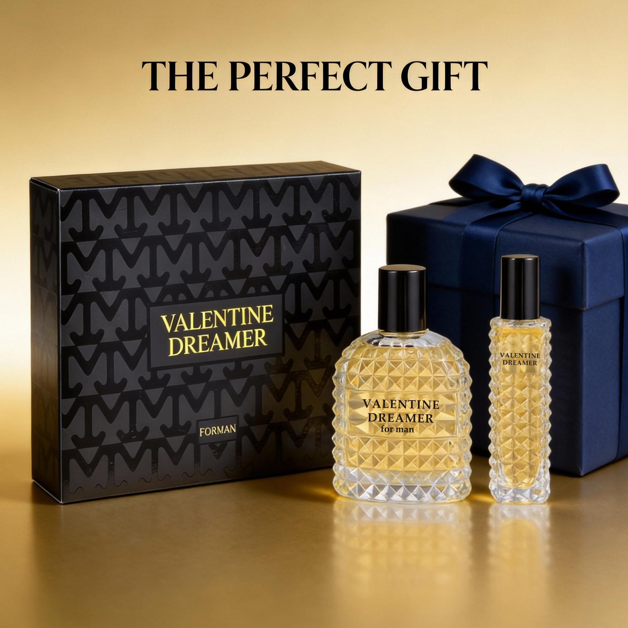 A CENTER Valentine Dreamer Men's Cologne Gift Set 2pcs/100ml&30ml Eau de Parfum Vanilla Citrus&Spicy Woody Fragrance Cologne Gift Combo for Himpcs