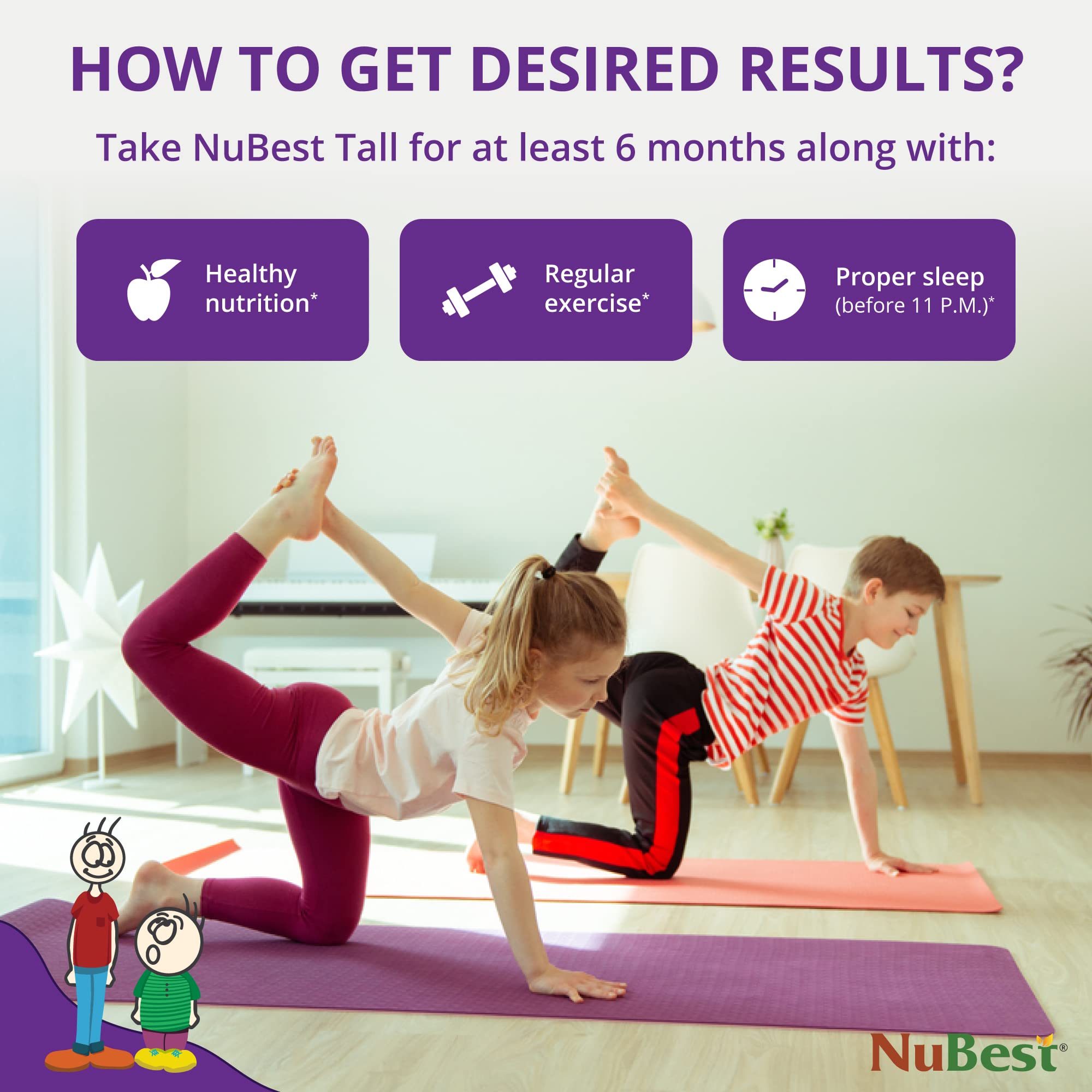 NuBest Tall | Support Bone Strength, Bone Health, Enhanced Immune and Whole Body Wellness with Calcium, Collagen, and Herbs for Ages 5+ & Teens | 60 Capsules | 1 Month Supply