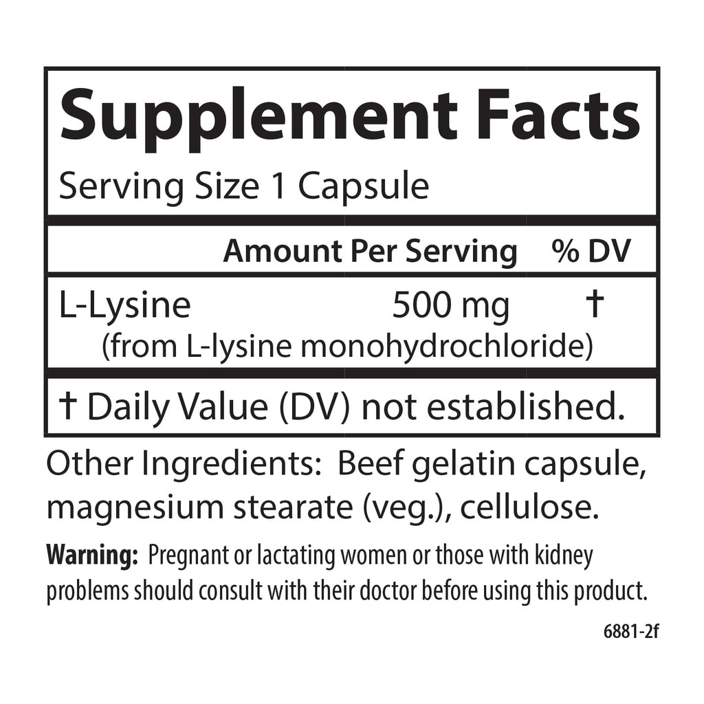 Carlson Labs L-Lysine, 500mg, 100 Capsules