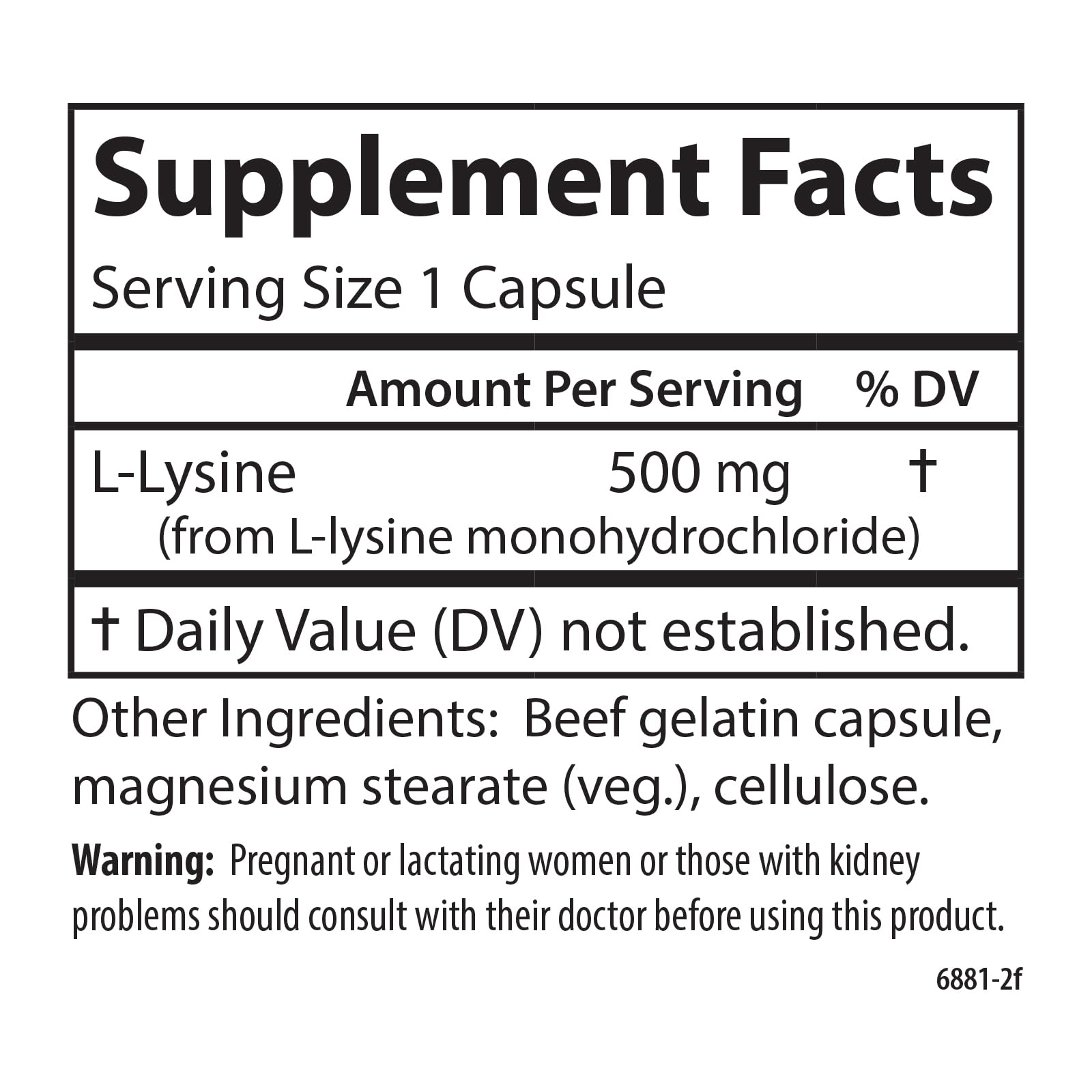 Carlson Labs L-Lysine, 500mg, 100 Capsules
