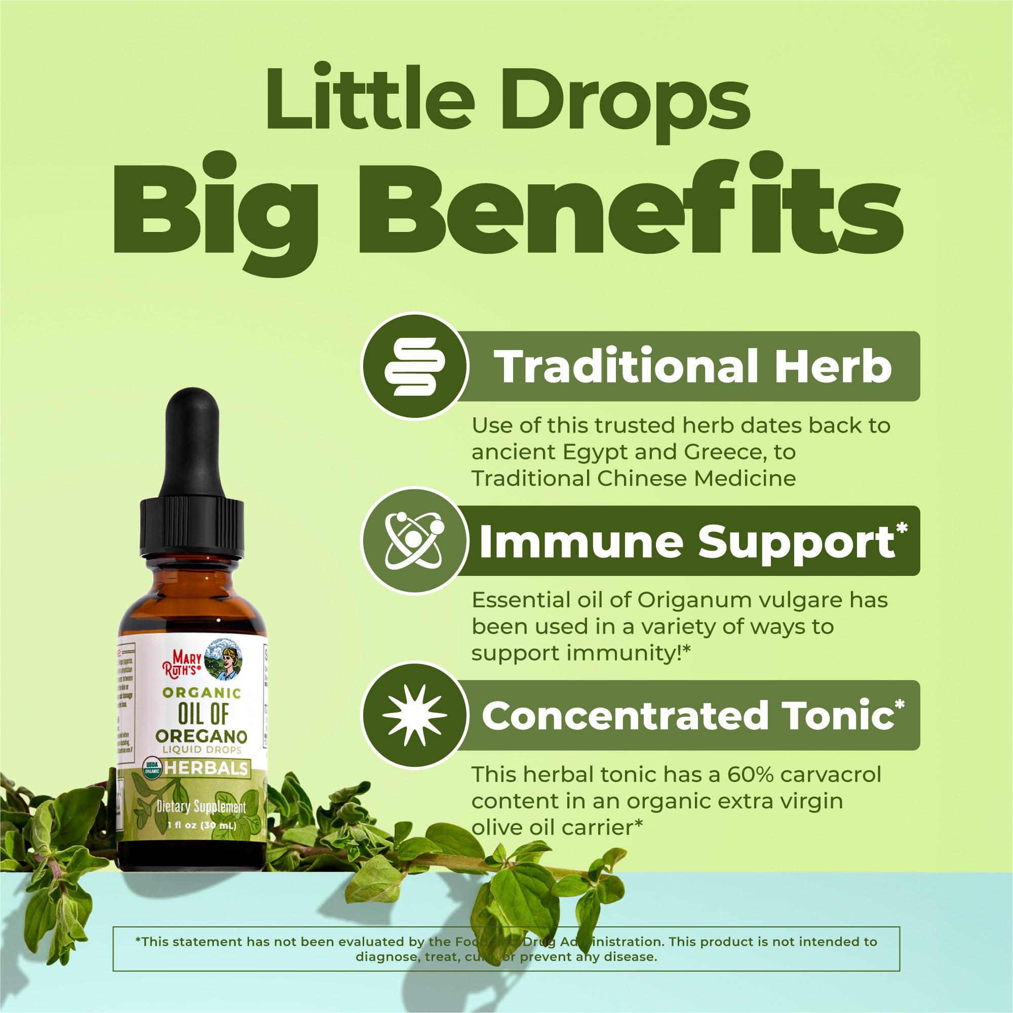 MARYRUTH'S Organic Oil of Oregano Liquid Drops, Sugar Free, 6 Month Supply