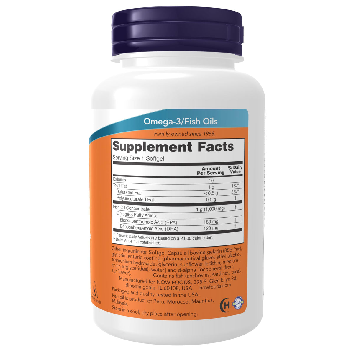NOW Supplements, Omega-3 180 EPA / 120 DHA, Enteric Coated, 90 Softgels
