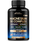 Magnesium Supplement - 5 in 1 Complex | Glycinate | Citrate | Malate | Taurate | Oxide - for Women & Men - Stress, Muscle & Heart Support - Vegan, Natural, Non-GMO - 180 Capsules, 2 Month Supply