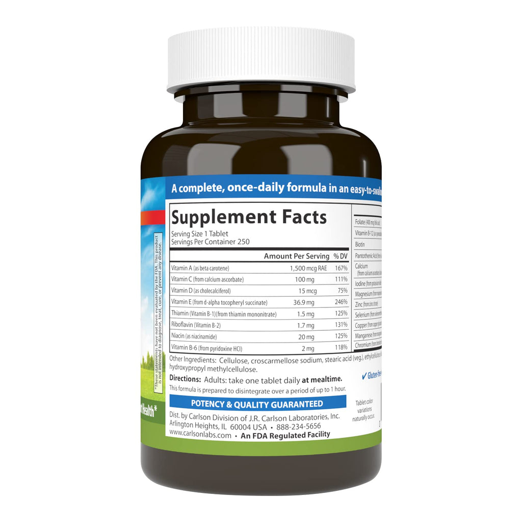 Carlson Mini-Multi, Small Multivitamin Tablets, 250 Mini Tablets