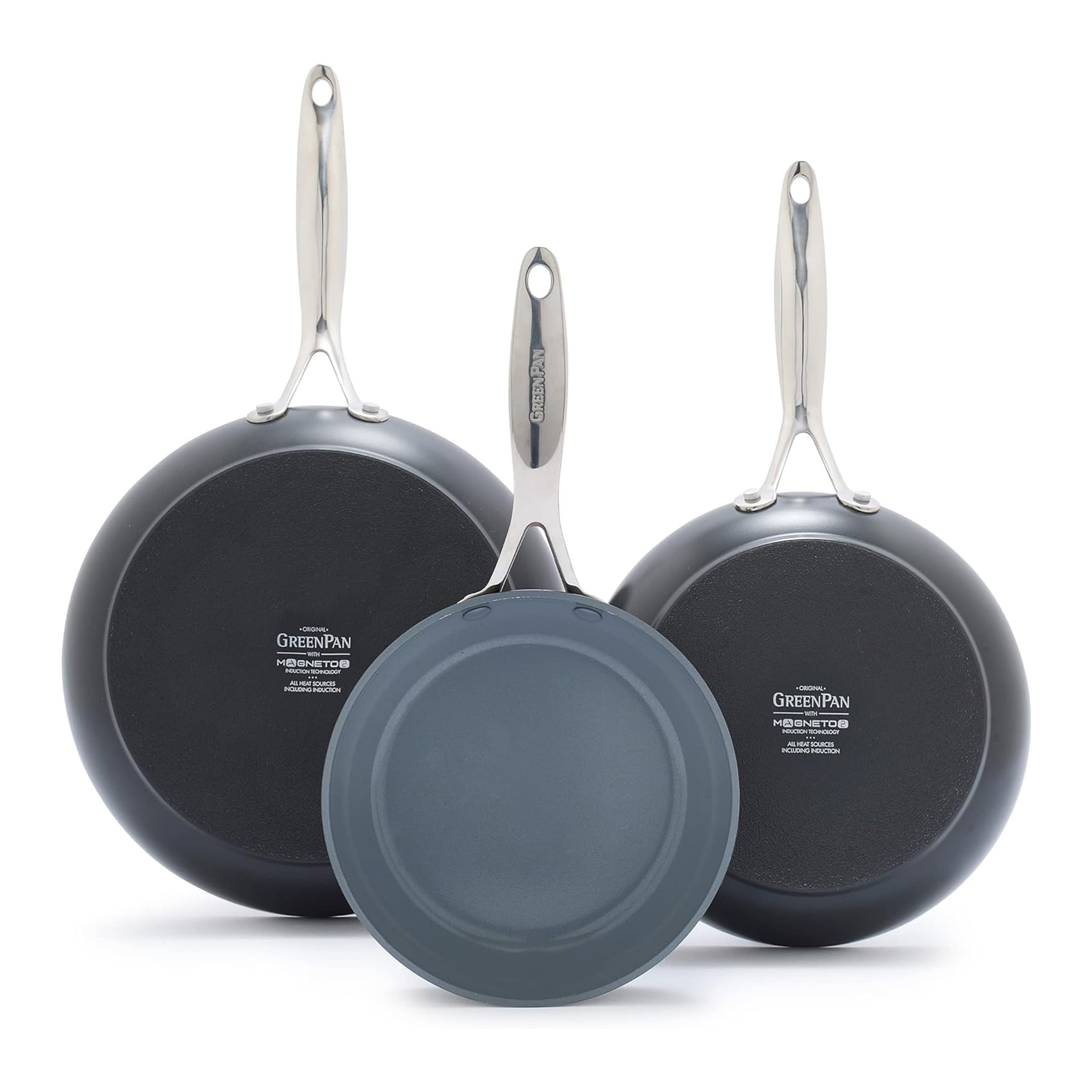 GreenPan Valencia Pro 3 Piece (8", 9.5" & 11") Ceramic Nonstick Skillet Set