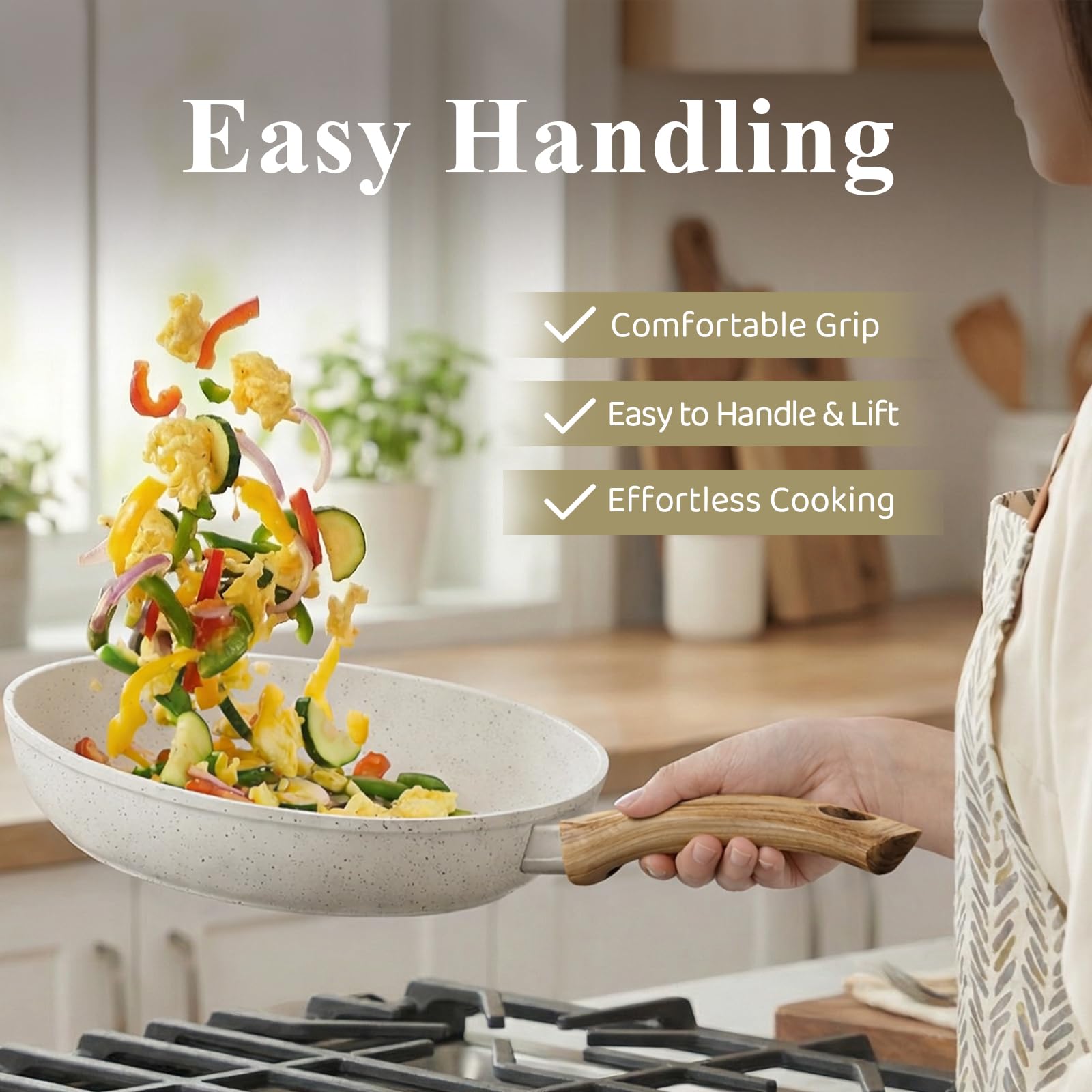 Bazova 25Pcs Pots and Pans Set Non Stick, Titanium-Reinforced Ceramic Cookware Set Non Stick, Non Toxic PFAS-Free Induction Ready, Long-Lasting Performance, Full Kitchen Set with 3 Casseroles