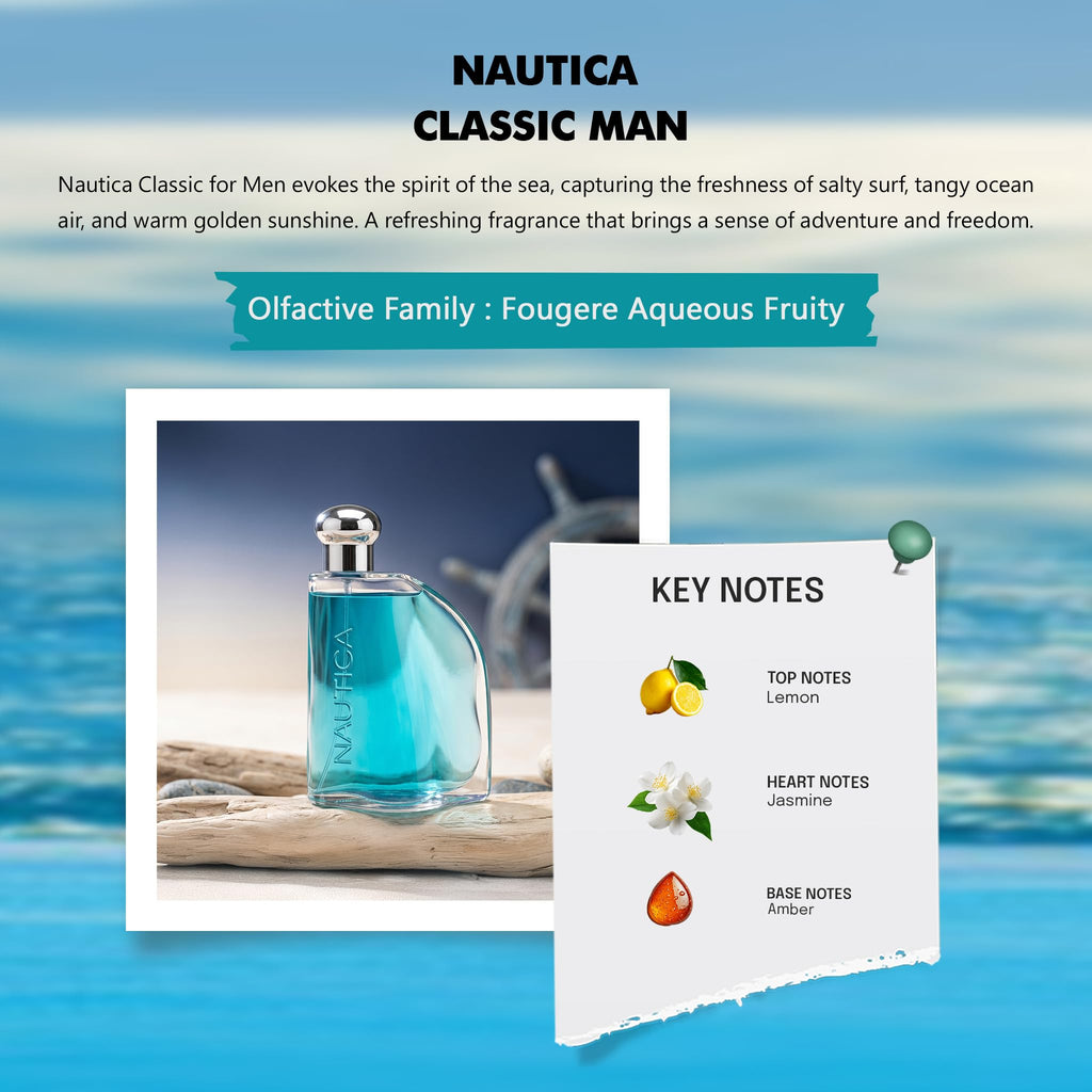 Nautica Classic Eau de Toilette Spray for Men, 3.4 Ounce