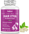 NuBest Hair Xtra Hair Growth Vitamins for Women & Men, Biotin 3000 mcg Hair Supplement with MSM, Zinc, B Vitamins, Horsetail & Hyaluronic Acid, Hair Skin and Nails Support, 60 Capsules