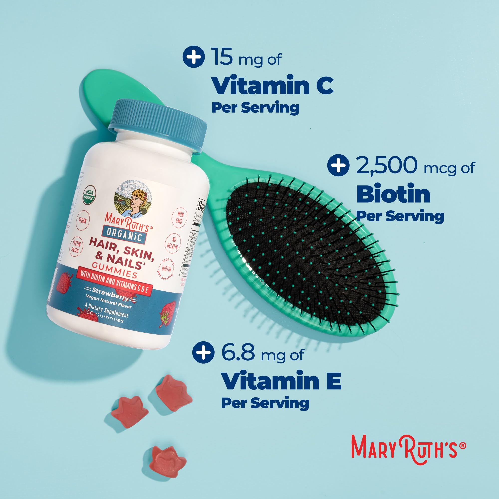 MARYRUTH'S Organic Hair Skin and Nail Vitamins, Ages 14+, Skin Care, 60ct