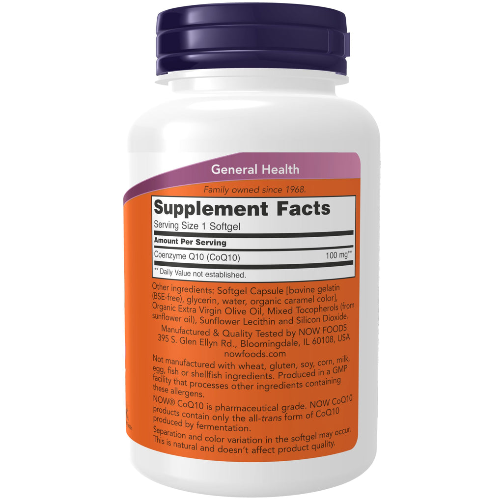 NOW Foods Supplements, CoQ10 (Coenzyme Q10) 100 mg, Pharmaceutical Grade, 150 Softgels
