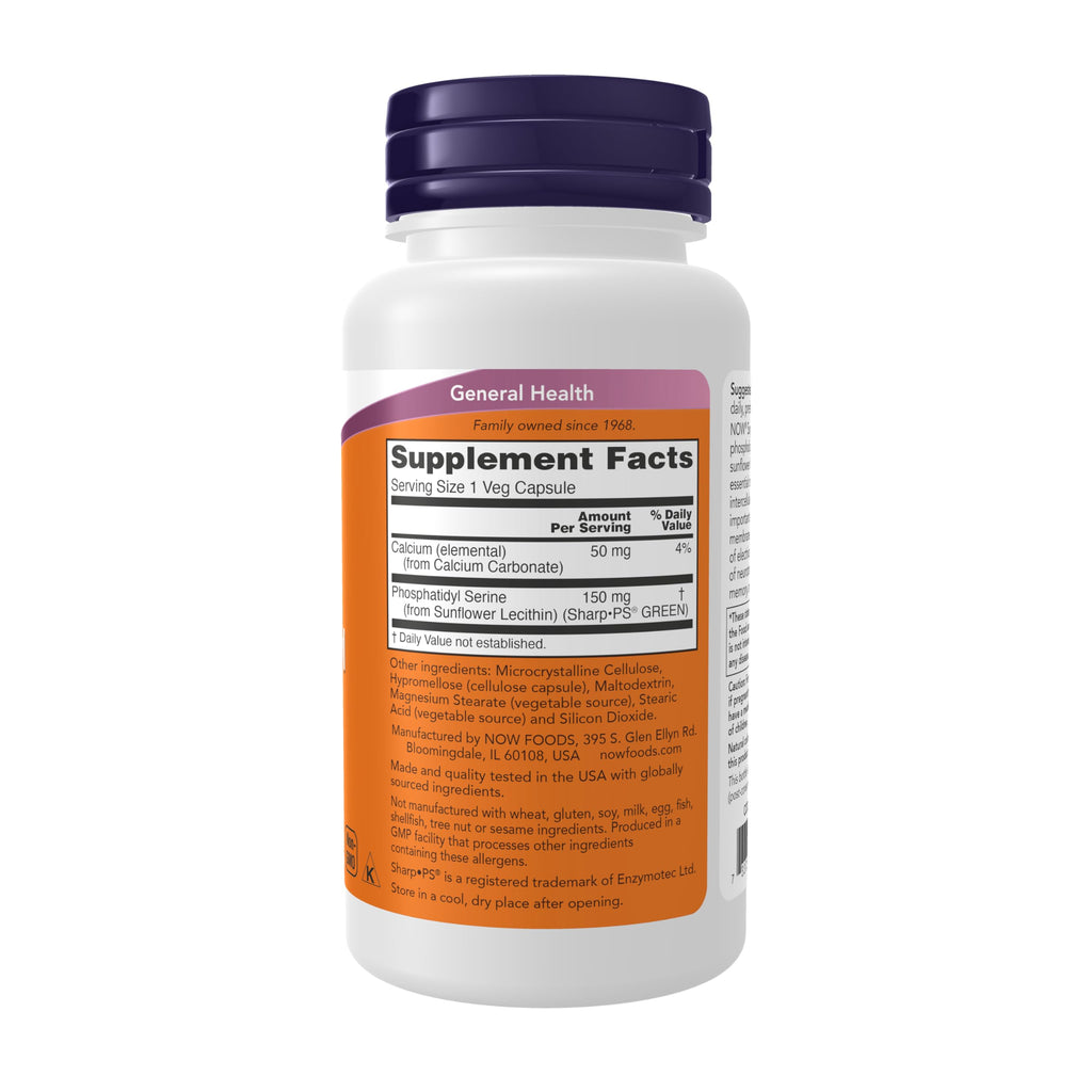 NOW Foods Supplements, Soy-Free Phosphatidyl Serine (150mg), 60 Veg Capsules