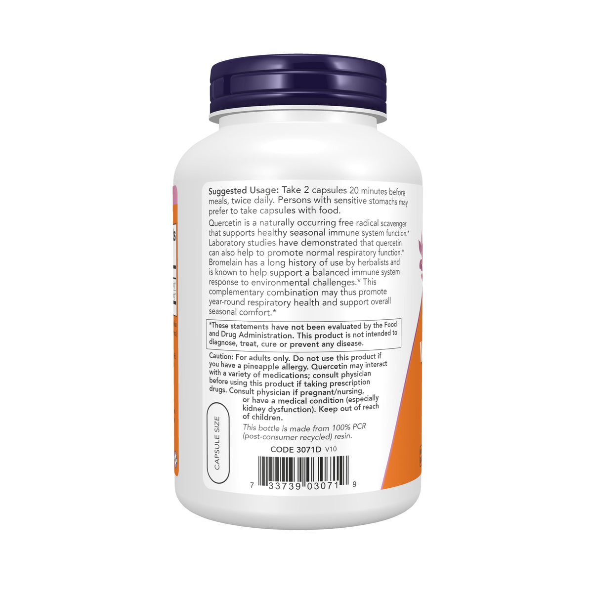 NOW Foods Supplements, Quercetin with Bromelain, 240 Veg Capsules