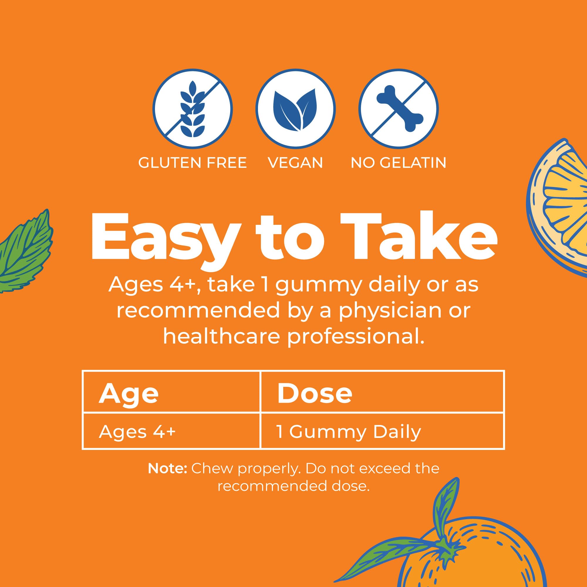 MARYRUTH'S Vitamin C Gummies for Adults&Kids, Orange, 60 ct, 2-Month Supply