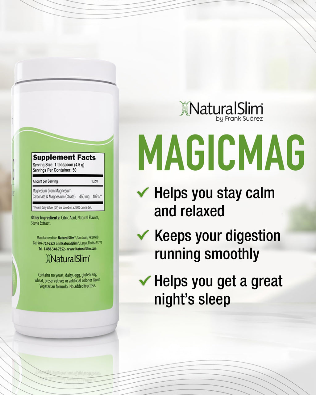 NaturalSlim MagicMag Magnesium Citrate Powder, Strawberry Lime, 8 oz
