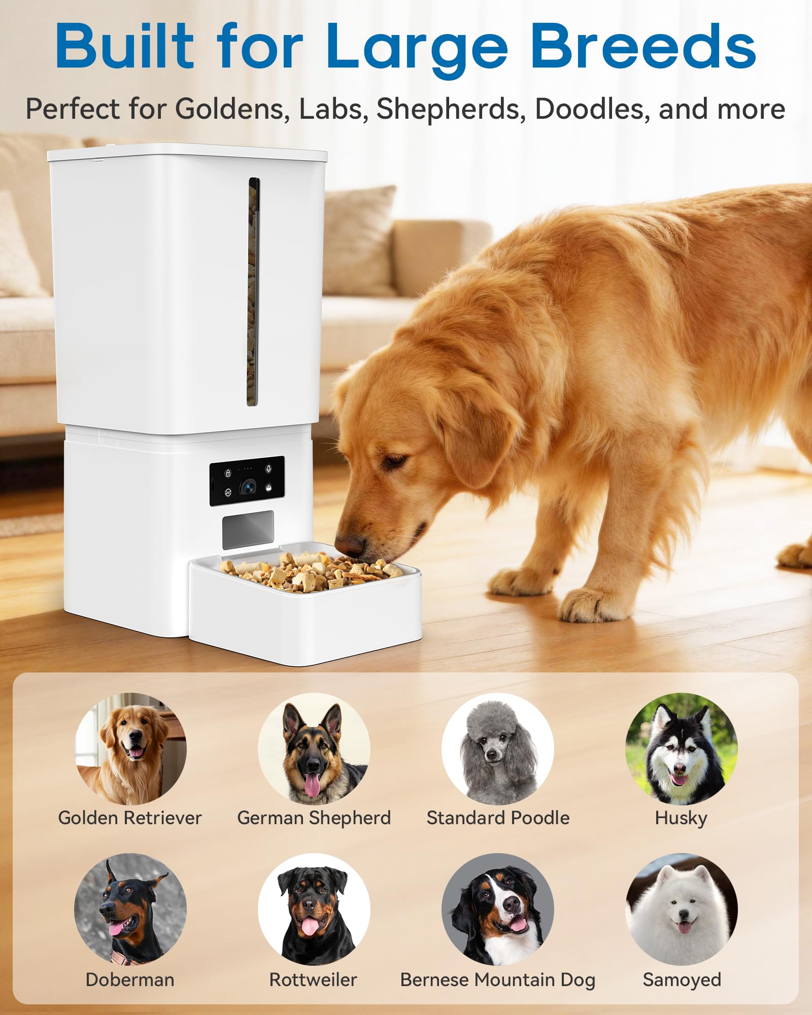 Gwozn Automatic Dog Feeder Large Breed, 15L/63 Cups Auto Dog Food Dispenser