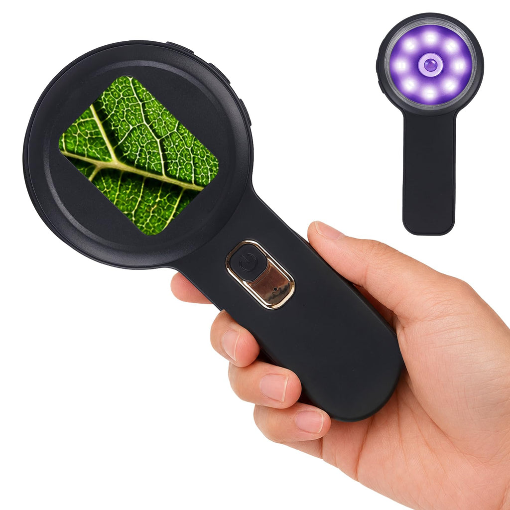 10-200X Autofocus Digital Microscope, Portable Handheld Scope with 2in IPS Screen & Dual LED Light, Electronic Magnifier for Coin Check, Suitable for Adults and Children, Black