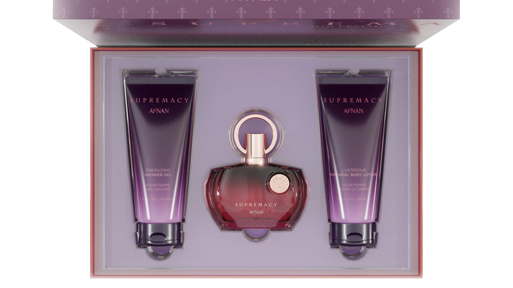 Afnan Supremacy Purple Perfume Gift Set – Eau De Perfume + Body Lotion + Shower Gel