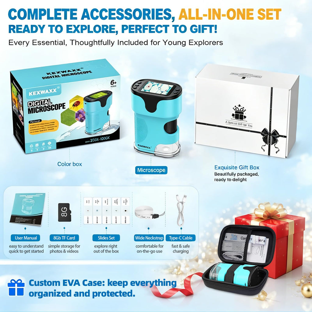 Kids Digital Handheld Microscope with Screen: Science Toy Gifts, Ages 4-12