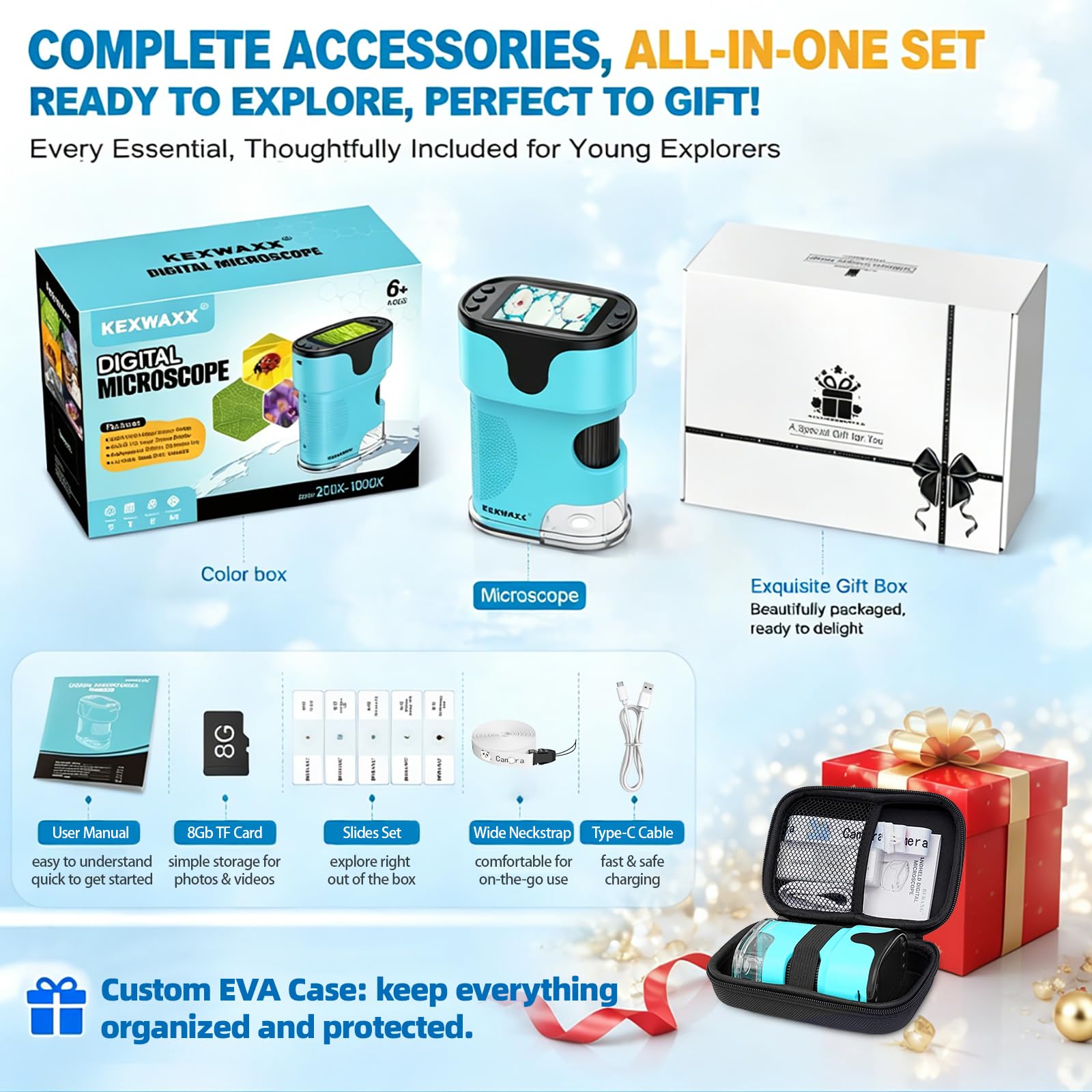 Kids Digital Handheld Microscope with Screen: Science Toy Gifts, Ages 4-12
