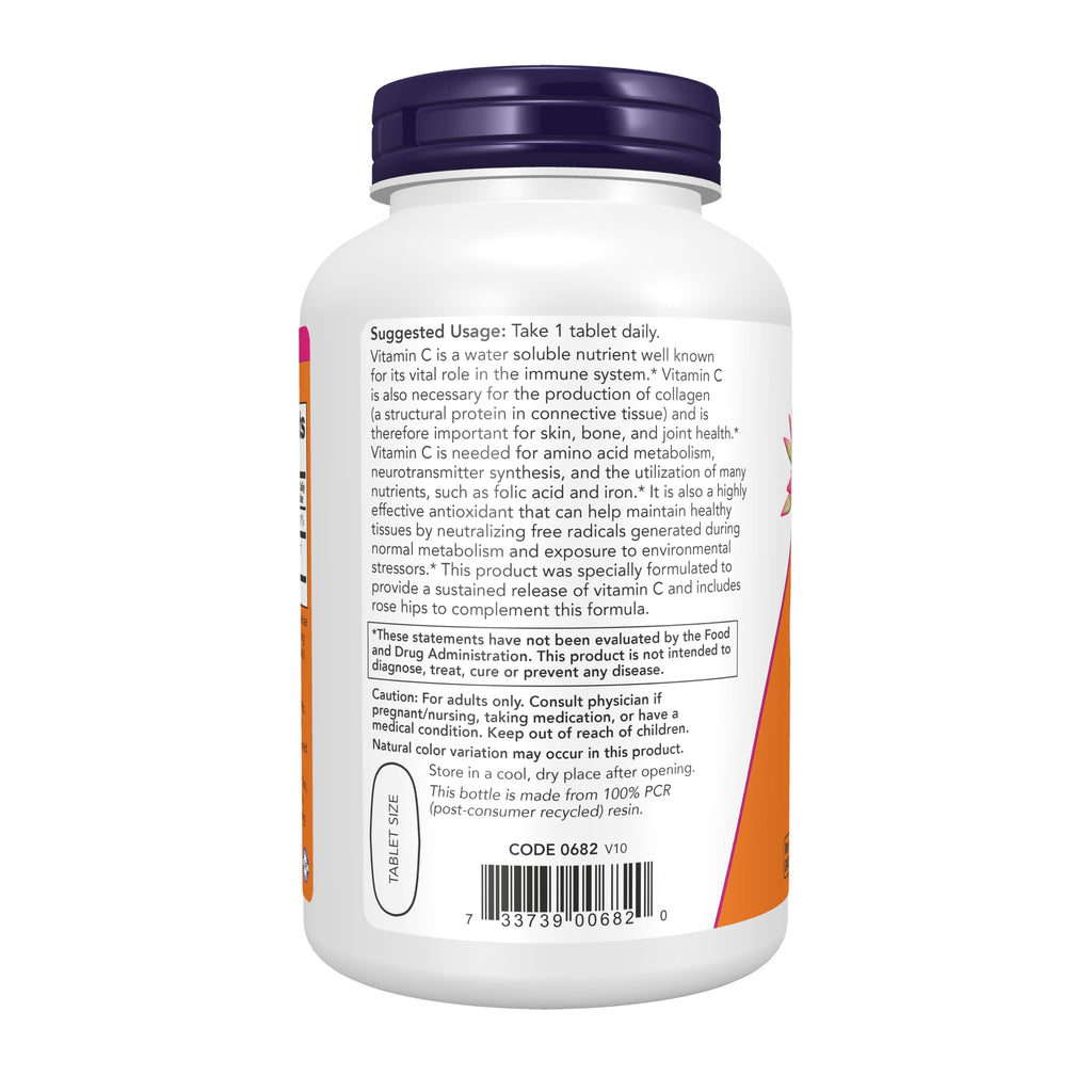 NOW Foods Supplements, Vitamin C-1,000 with Rose Hips, Sustained Release, Antioxidant Protection*, 250 Tablets