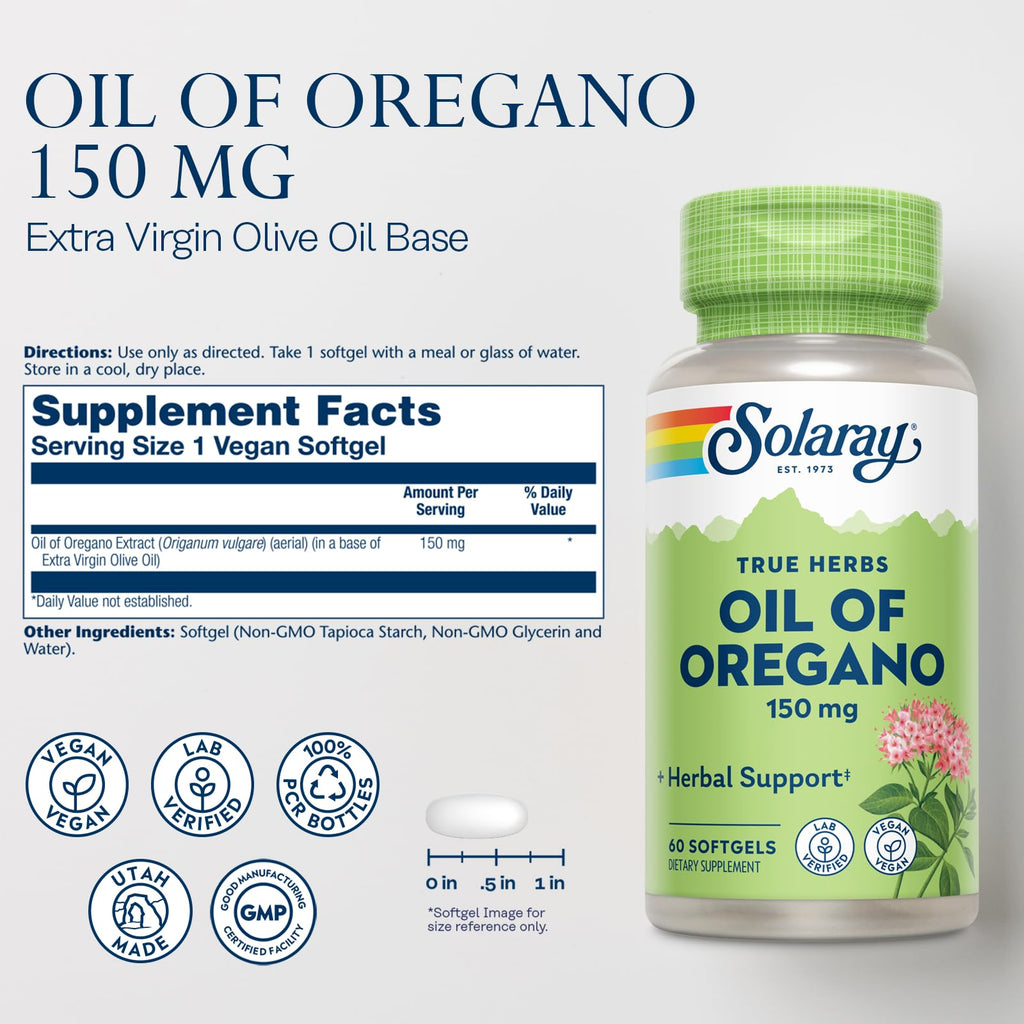 SOLARAY Oil of Oregano 150 mg Softgels, 60 Softgels
