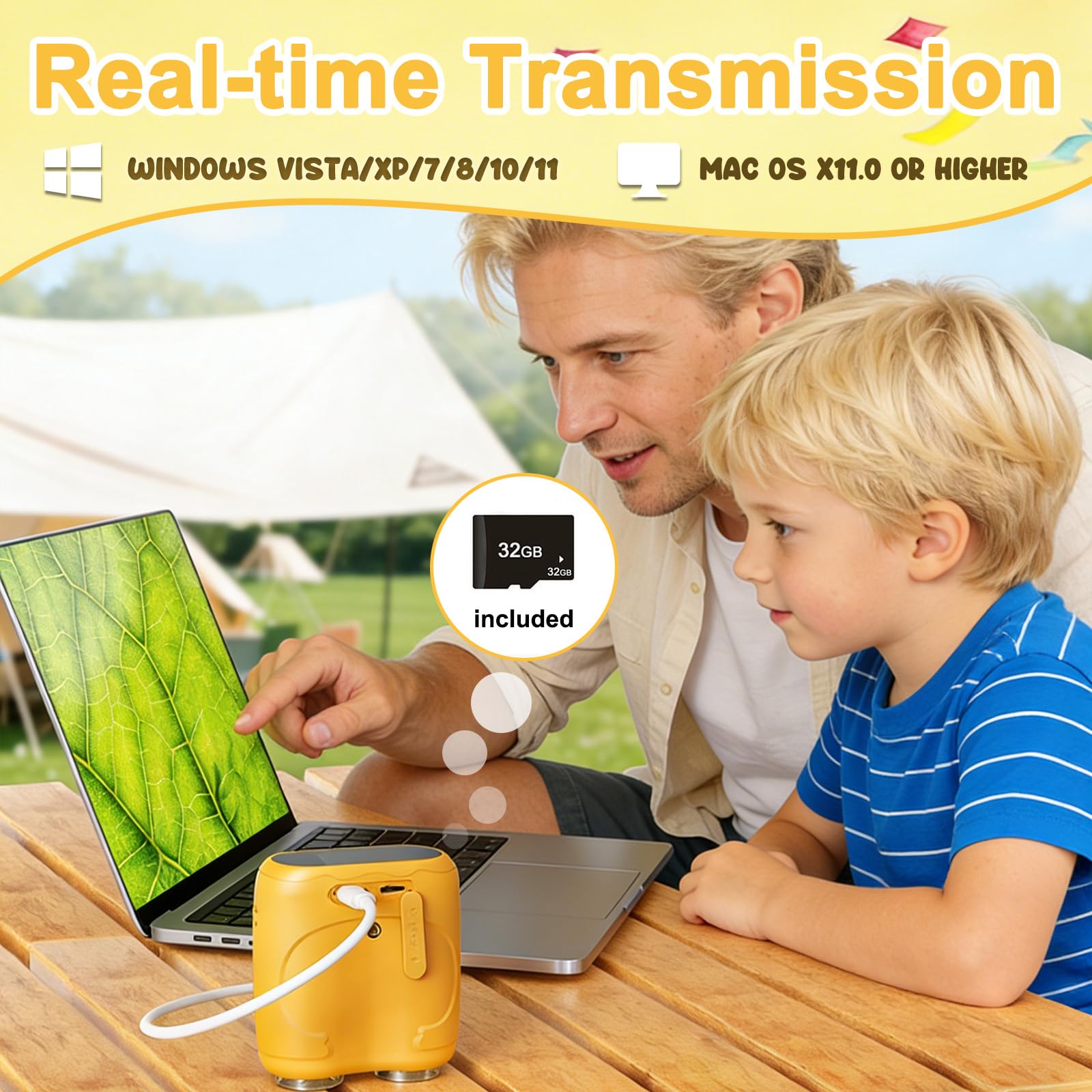 1000X Handheld Digital Microscope for Kids & Binoculars, STEM Toys, 2 in 1