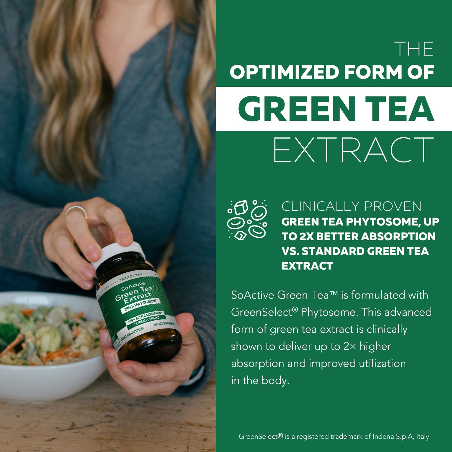 SoActive Green Tea™ Extract - Clinically Studied Green Tea Phytosome - Up to 200% Better Absorption & Bioavailability - Clinically Validated Dose - Supports Metabolism & Weight Management - 60 Caps