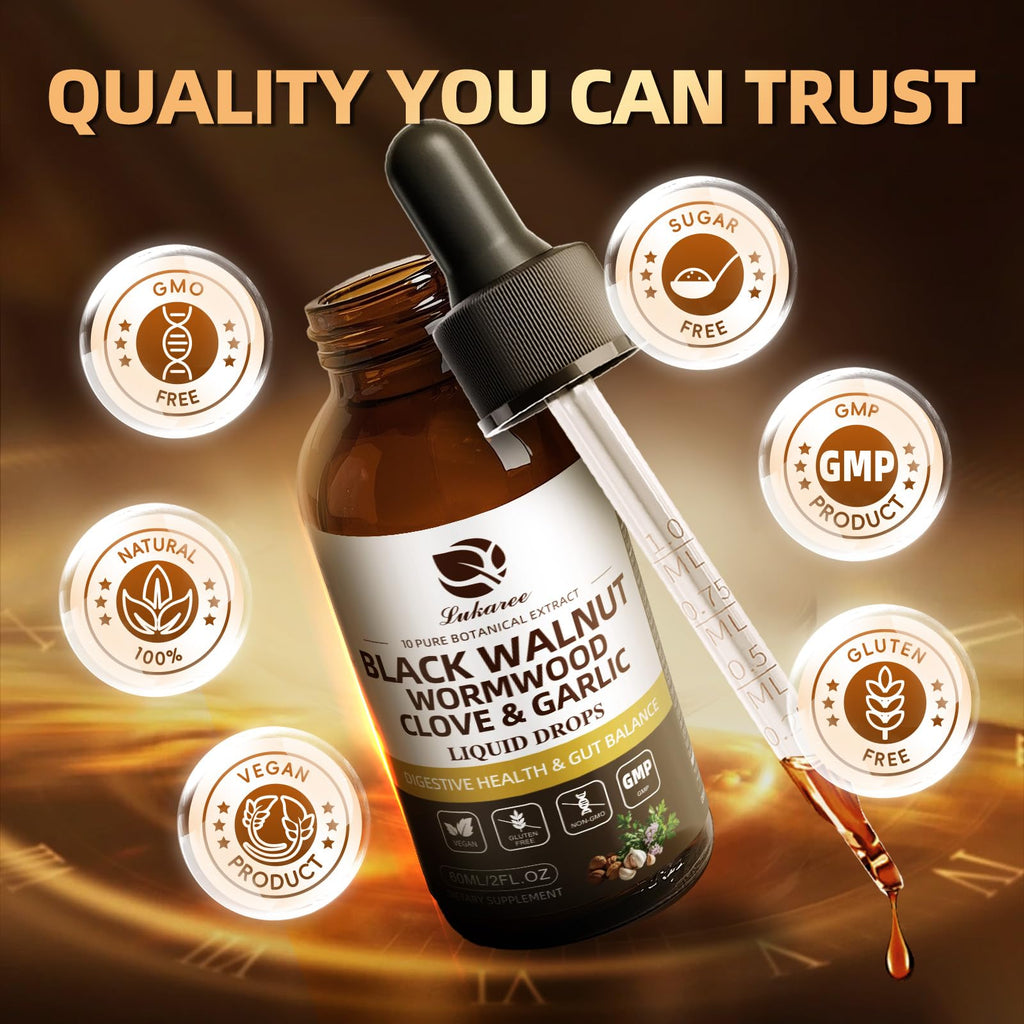 Lukaree 2 Pack Wormwood Black Walnut Cleanse Tincture - Rapid Gut Detox