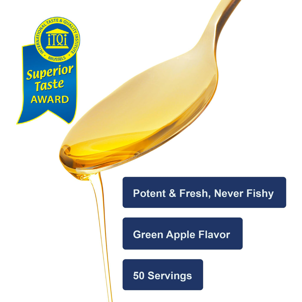 Carlson Cod Liver Oil, 1100 mg, Omega-3s, Green Apple, 250 mL (8.4 Fl Oz)