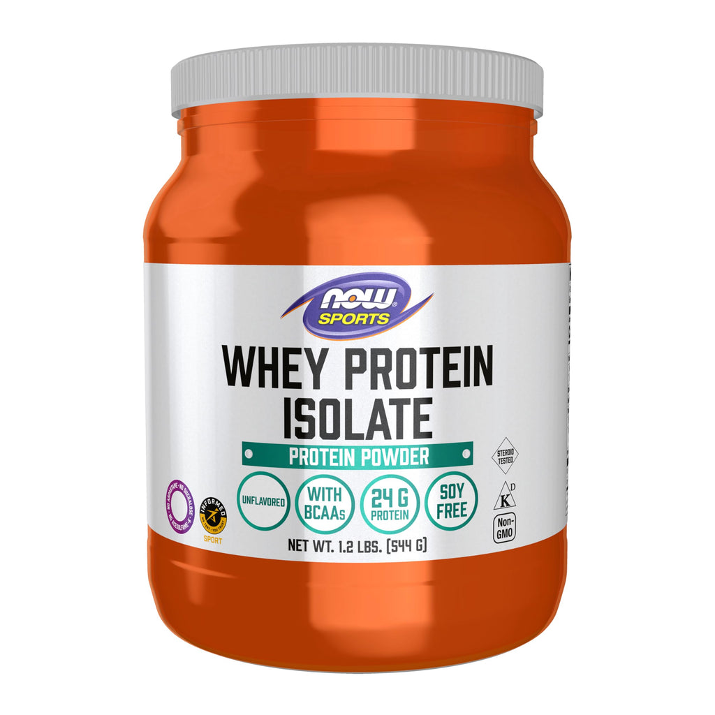 NOW Foods Sports Nutrition, Whey Protein Isolate, 25 g With BCAAs, Unflavored Powder, 1.2-Pound