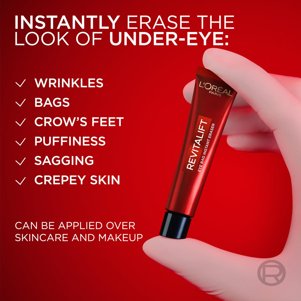 L'Oreal Paris Revitalift Triple Power Eye Bag Instant Eraser, Eye Tightener Treatment to Firm Bags, 0.5 oz + Sample