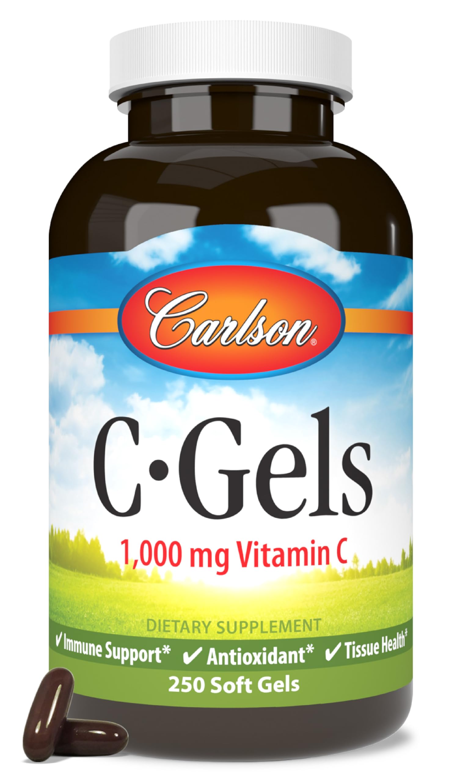 Carlson C-Gels, 1000 mg (1 g), Vitamin C Softgels, 250 Softgels